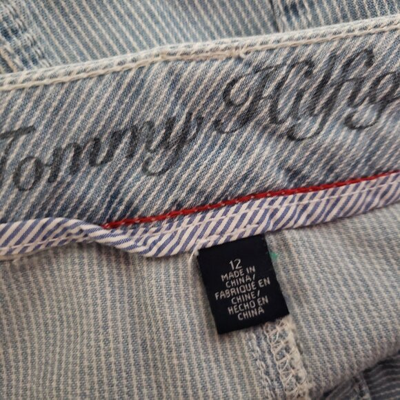 Tommy Hilfiger Size 12 Women's Jean Denim Mini Skirt Blue White Striped Cotton - Picture 5 of 6
